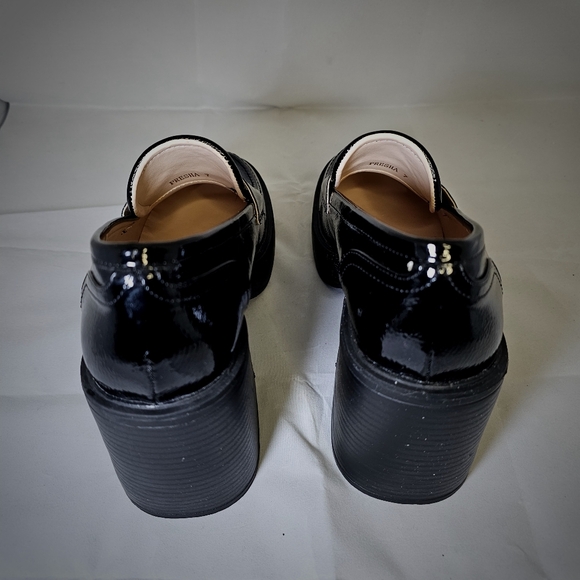 PRINCESS POLLY Black Loafer Platform Heels - Picture 4 of 9